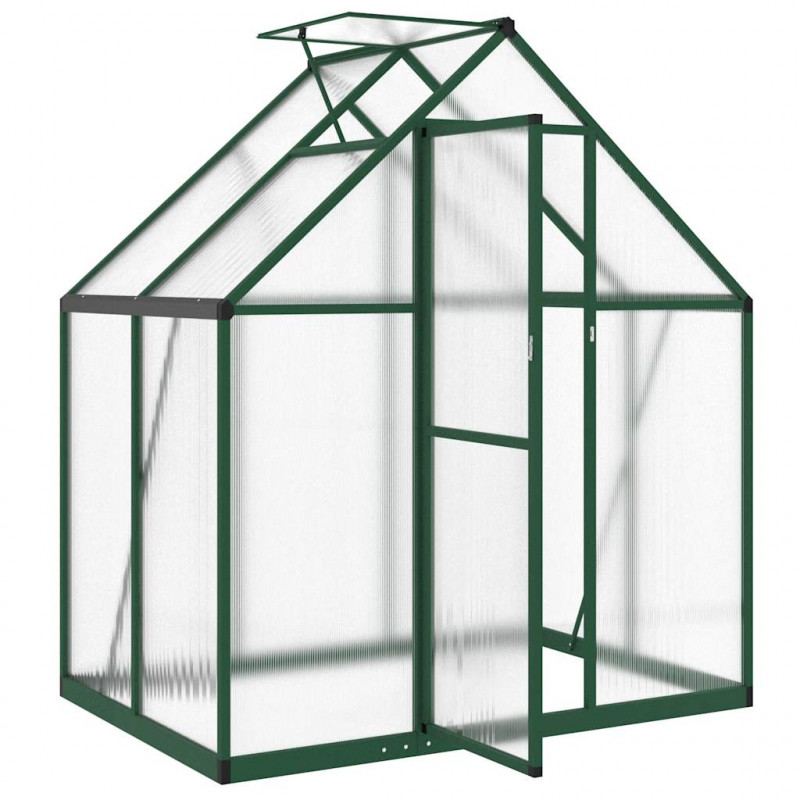 Szklarnia z ramą podstawy, zielona, 169x114x195 cm, aluminium