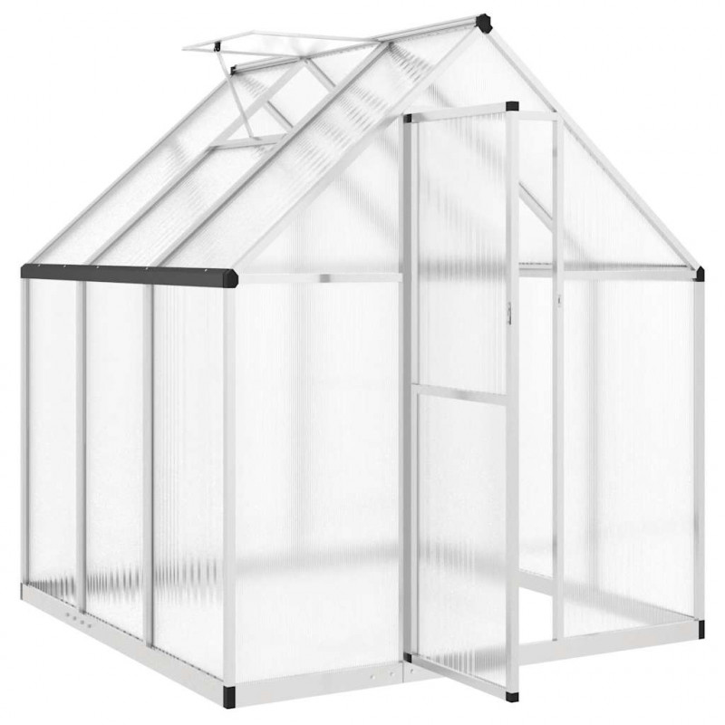 Szklarnia z ramą podstawy, srebrna, 169x169x195 cm, aluminium