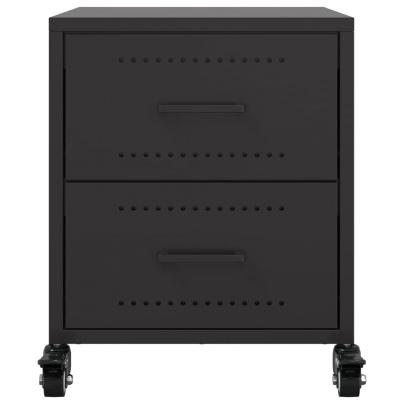 Szafki nocne, 2 szt., czarne, 36x39x43,5 cm, stal