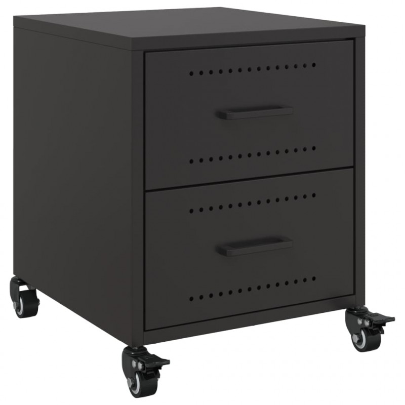 Szafki nocne, 2 szt., czarne, 36x39x43,5 cm, stal