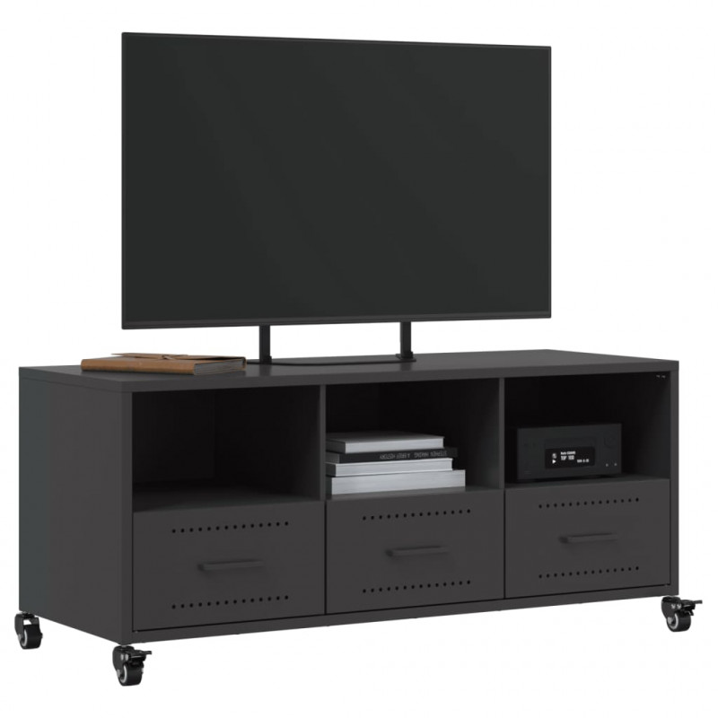 Szafka RTV, czarna, 100,5x39x43,5 cm, stal