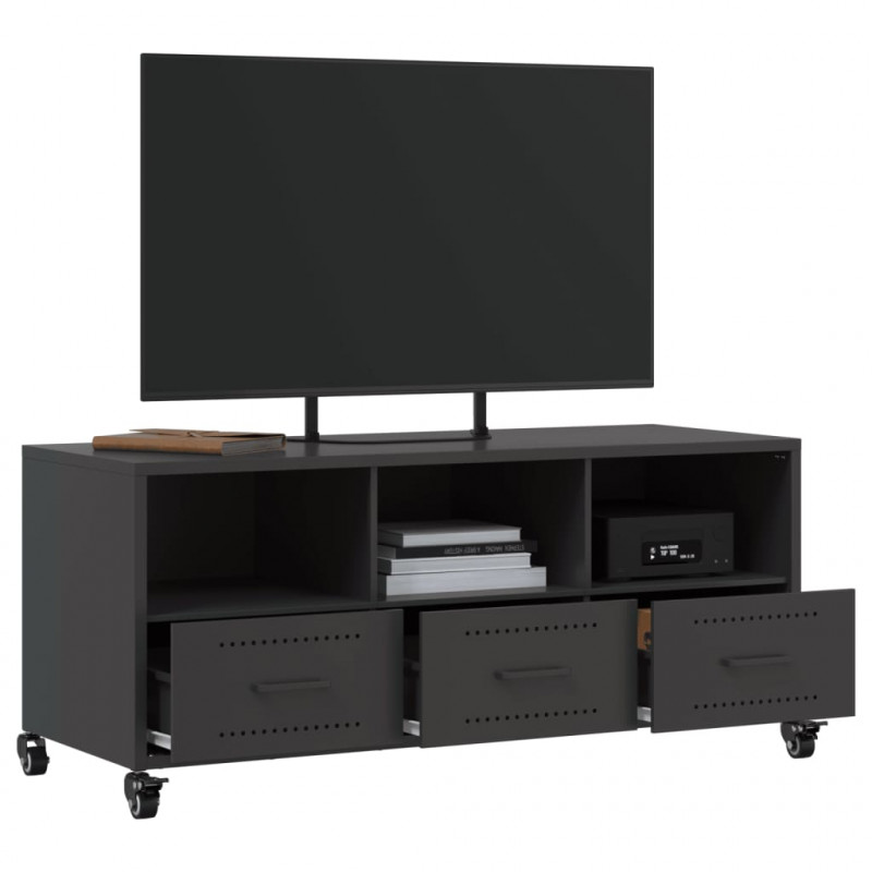 Szafka RTV, czarna, 100,5x39x43,5 cm, stal