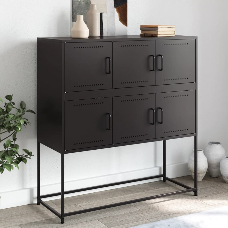 Szafka, czarna, 100,5x39x107 cm, stal