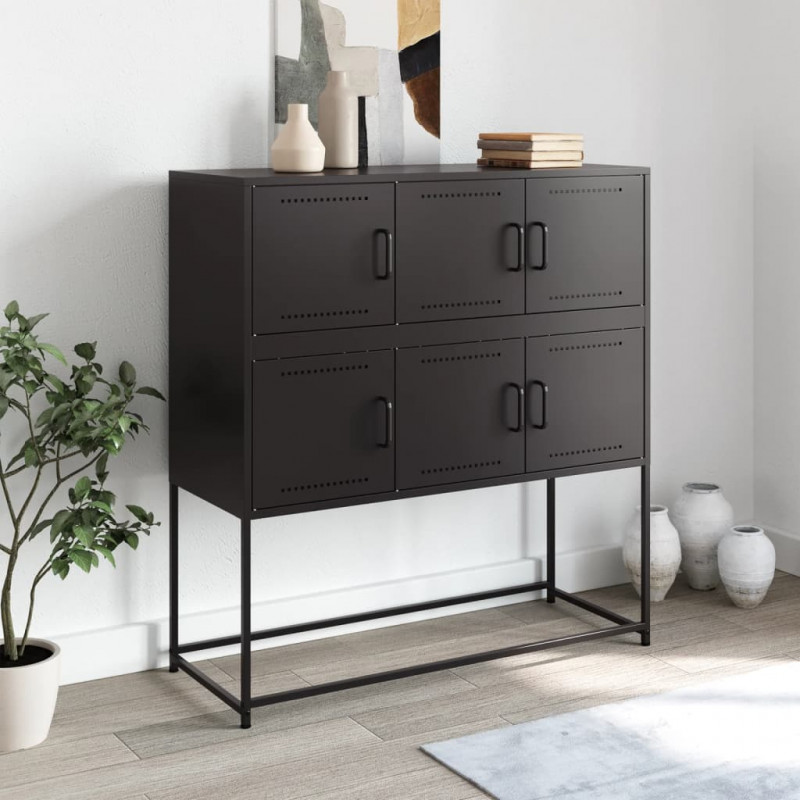 Szafka, czarna, 100,5x39x107 cm, stal