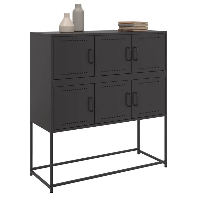 Szafka, czarna, 100,5x39x107 cm, stal