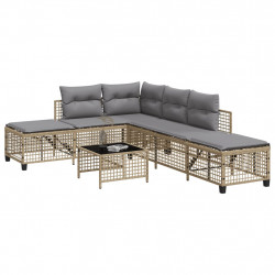 3-cz. narożna sofa ogrodowa z poduszkami, mieszany beż