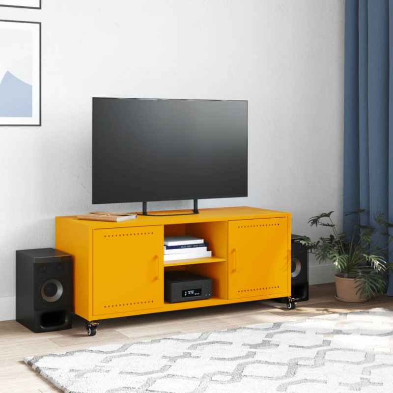 Szafka RTV, musztardowa, 100,5x39x43,5 cm, stal