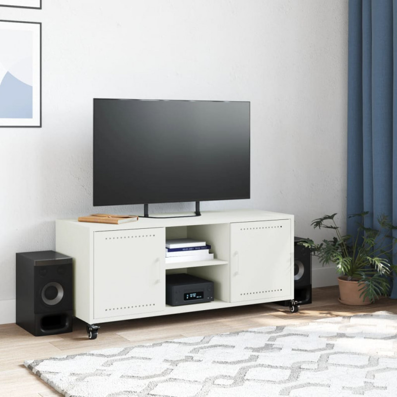 Szafka RTV, biała, 100,5x39x43,5 cm, stal