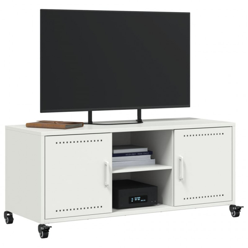 Szafka RTV, biała, 100,5x39x43,5 cm, stal