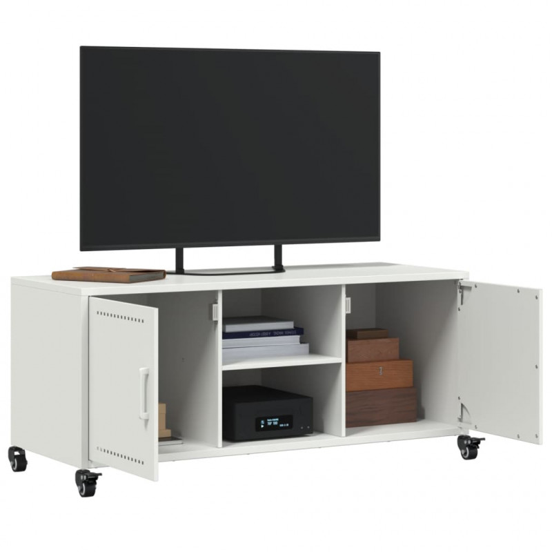 Szafka RTV, biała, 100,5x39x43,5 cm, stal