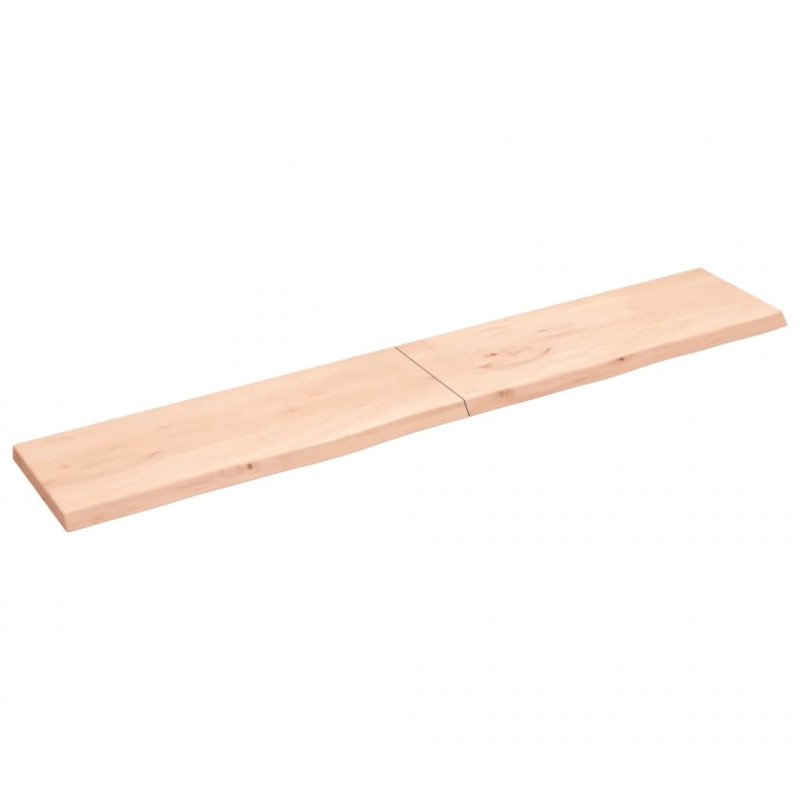 Półka, 220x40x(2-4) cm, surowe lite drewno dębowe