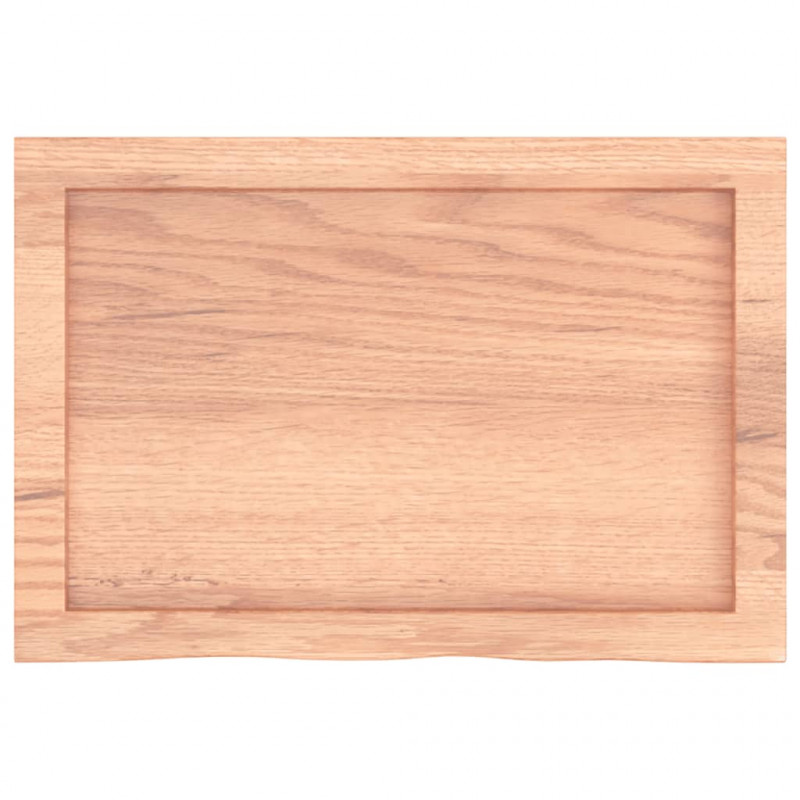 Półka, brązowa, 60x40x(2-6) cm, lakierowane lite drewno dębowe