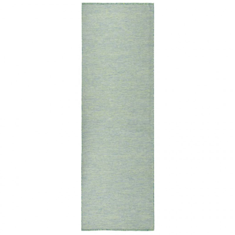 Dywan zewnętrzny o płaskim splocie, 80x250 cm, turkusowy