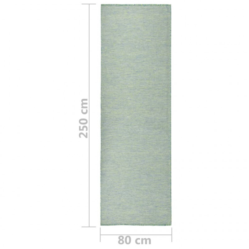 Dywan zewnętrzny o płaskim splocie, 80x250 cm, turkusowy
