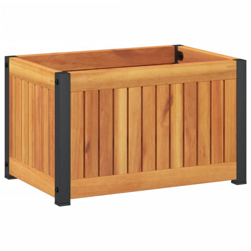 Donica ogrodowa, 45x30x27,5 cm, lite drewno akacjowe i stal