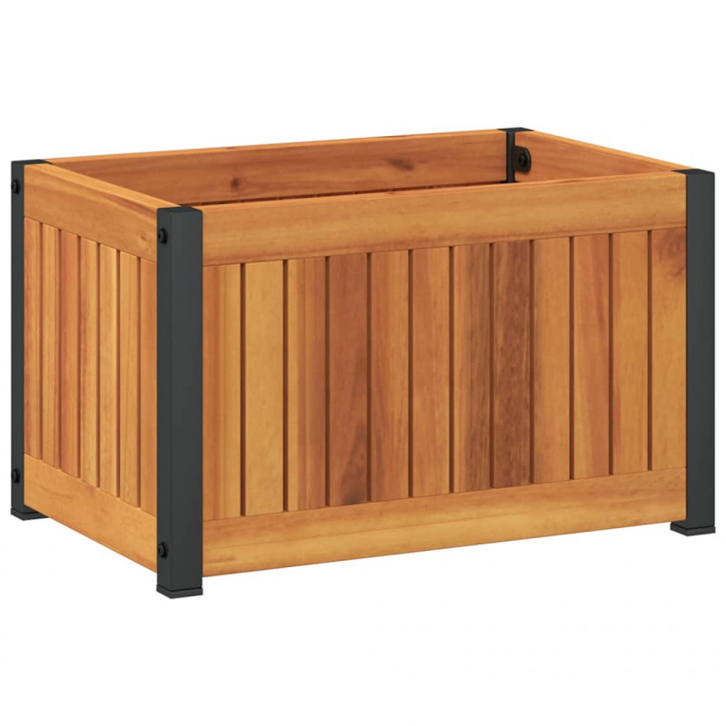 Donica ogrodowa, 45x30x27,5 cm, lite drewno akacjowe i stal