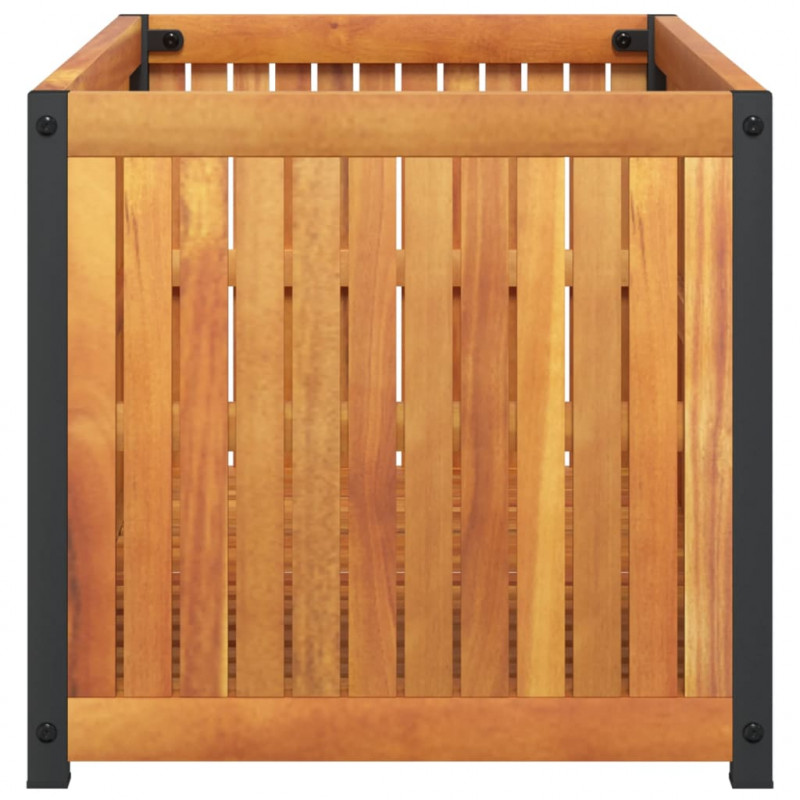 Donica ogrodowa, 85x45x44 cm, lite drewno akacjowe i stal