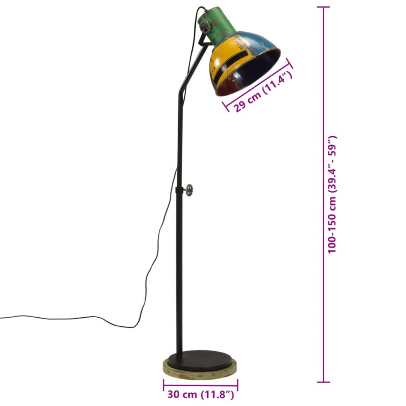 Lampa stojąca, 25 W, wielokolorowa, 30x30x100-150 cm, E27