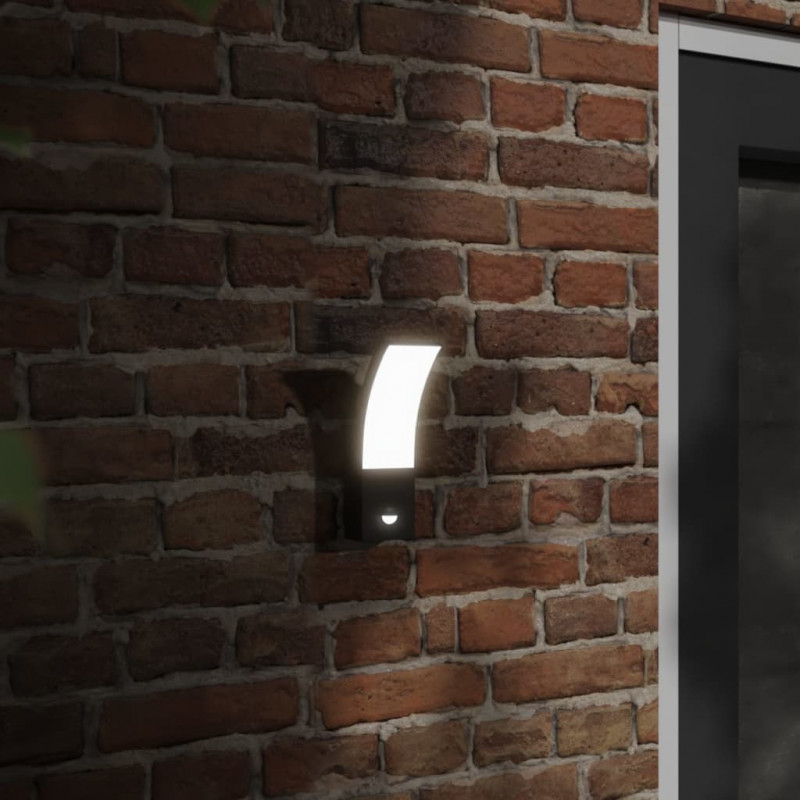 Zewnętrzne kinkiety LED z czujnikami, 2 szt., czarne, aluminium