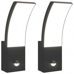 Zewnętrzne kinkiety LED z czujnikami, 2 szt., czarne, aluminium