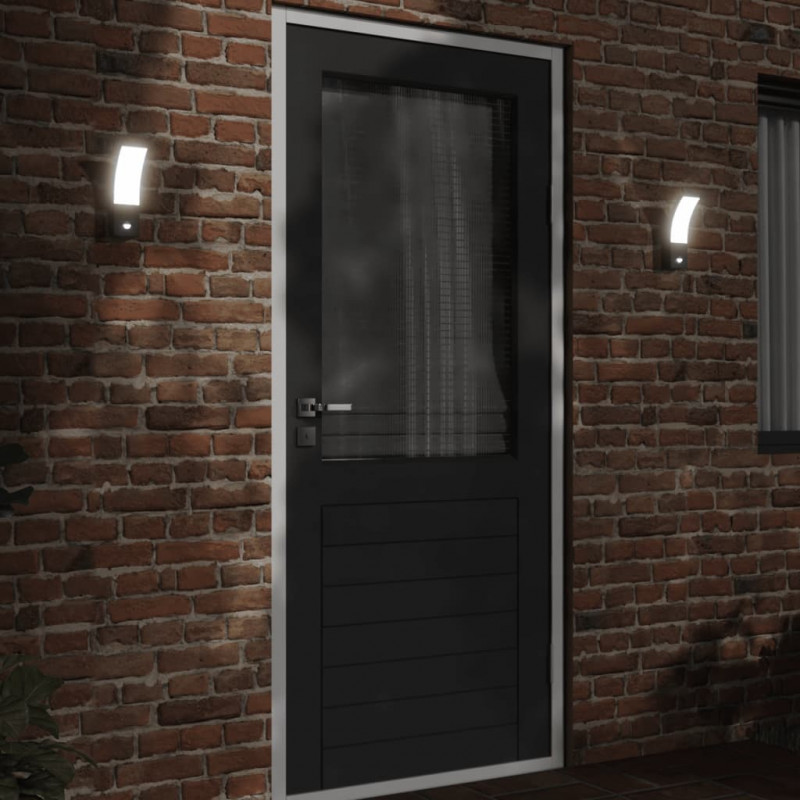 Zewnętrzne kinkiety LED z czujnikami, 2 szt., czarne, aluminium