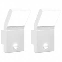 Zewnętrzne kinkiety LED z czujnikami, 2 szt., białe, aluminium