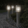 Lampy ogrodowe na słupku, 3 szt., srebrne, 60 cm, stal