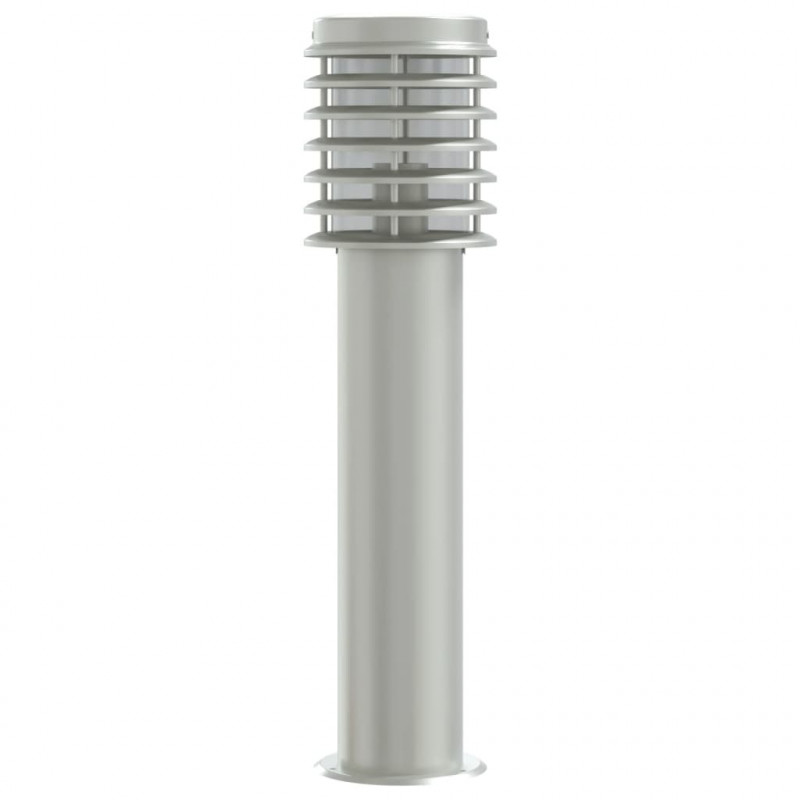 Lampy ogrodowe na słupku, 3 szt., srebrne, 60 cm, stal