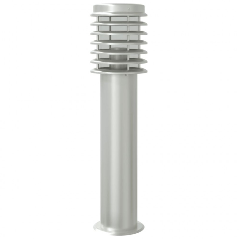 Lampy ogrodowe na słupku, 3 szt., srebrne, 60 cm, stal