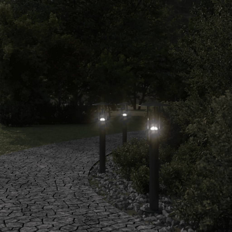 Lampa ogrodowa na słupku, czarna, 60 cm, stal nierdzewna