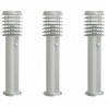Lampy ogrodowe na słupku, z czujnikiem, 3 szt., srebrne, 60 cm