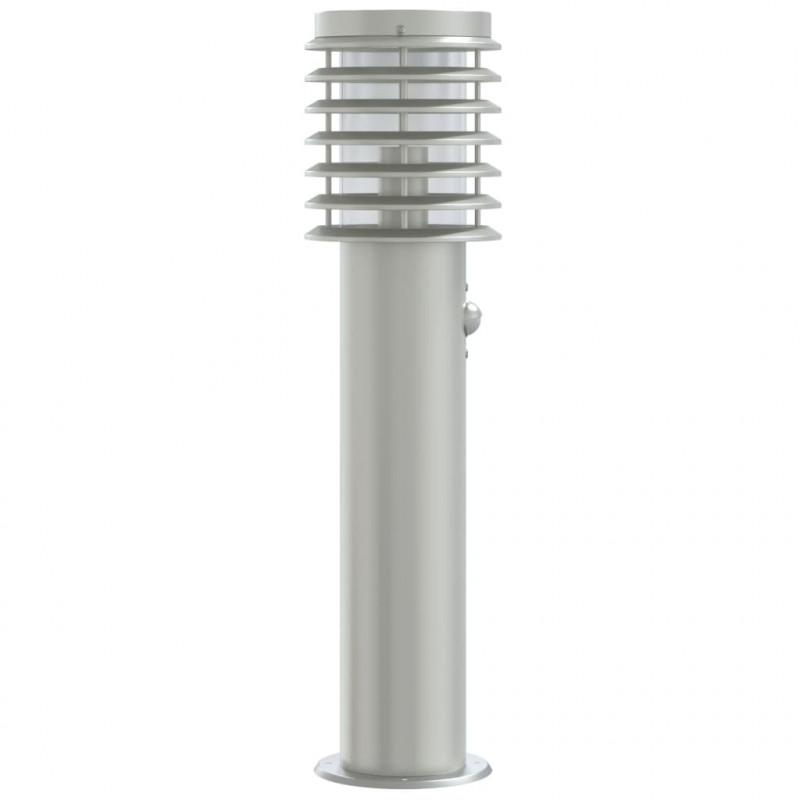 Lampy ogrodowe na słupku, z czujnikiem, 3 szt., srebrne, 60 cm