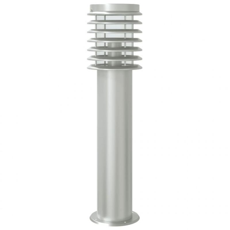 Lampy ogrodowe na słupku, z czujnikiem, 3 szt., srebrne, 60 cm