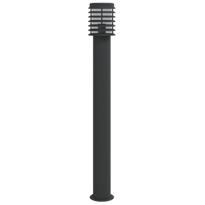 Lampy ogrodowe na słupku, 3 szt., czarne, 110 cm, stal