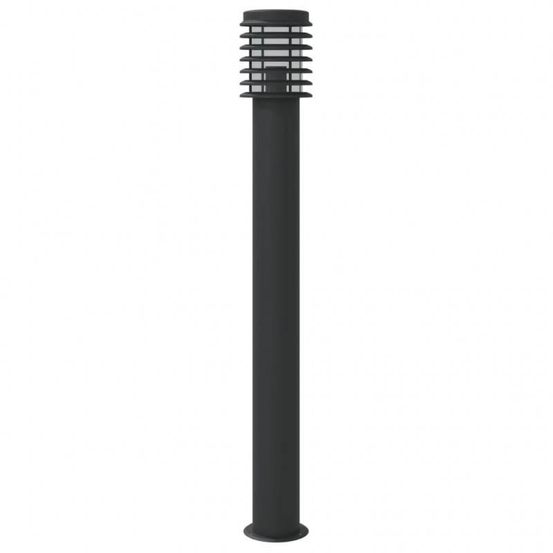 Lampy ogrodowe na słupku, 3 szt., czarne, 110 cm, stal