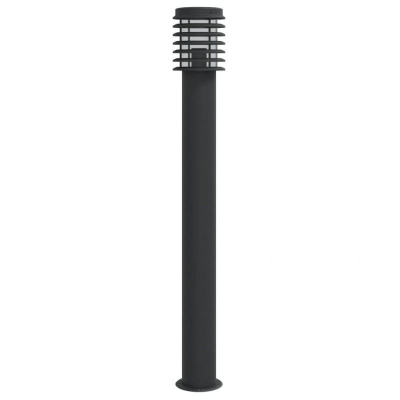 Lampy ogrodowe na słupku, 3 szt., czarne, 110 cm, stal