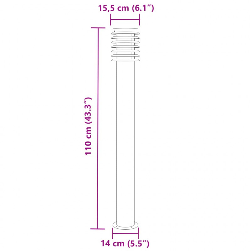Lampy ogrodowe na słupku, 3 szt., czarne, 110 cm, stal