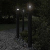 Lampy ogrodowe na słupku, z czujnikiem, 3 szt., czarne, 110 cm