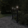 Lampy ogrodowe na słupku, z czujnikiem, 3 szt., czarne, 110 cm