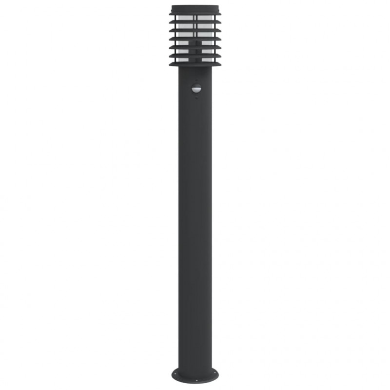 Lampy ogrodowe na słupku, z czujnikiem, 3 szt., czarne, 110 cm