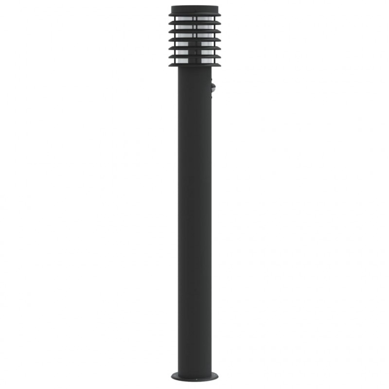 Lampy ogrodowe na słupku, z czujnikiem, 3 szt., czarne, 110 cm