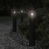 Lampy ogrodowe na słupku, z czujnikiem, 3 szt., czarne, 60 cm