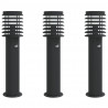 Lampy ogrodowe na słupku, z czujnikiem, 3 szt., czarne, 60 cm