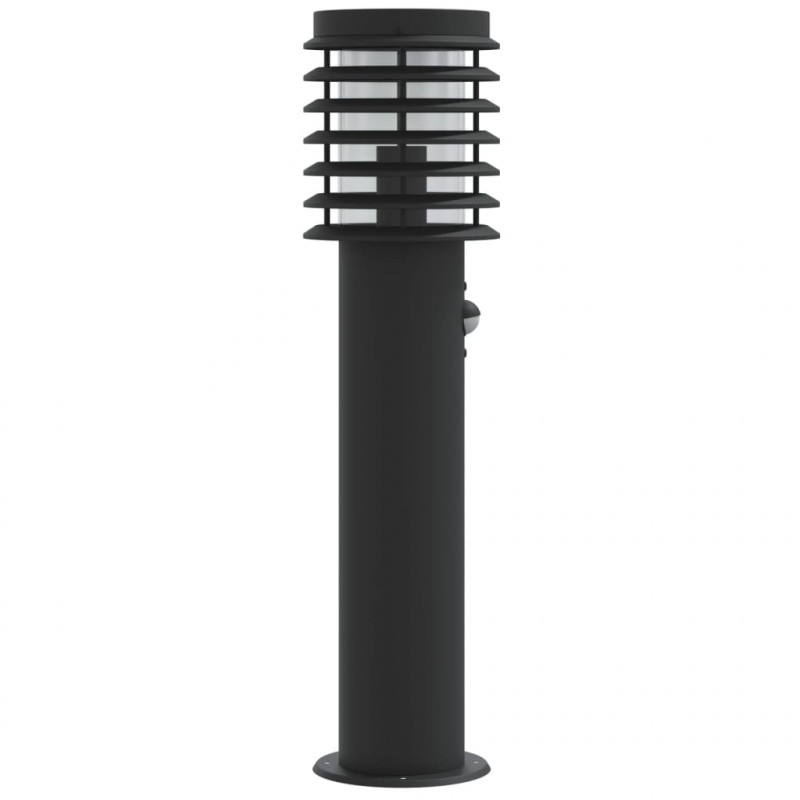 Lampy ogrodowe na słupku, z czujnikiem, 3 szt., czarne, 60 cm
