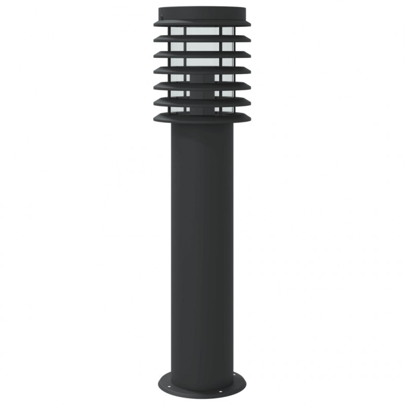 Lampy ogrodowe na słupku, z czujnikiem, 3 szt., czarne, 60 cm