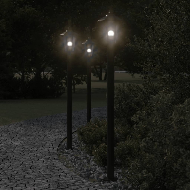 Lampa ogrodowa na słupku, czarna, 120 cm, stal nierdzewna