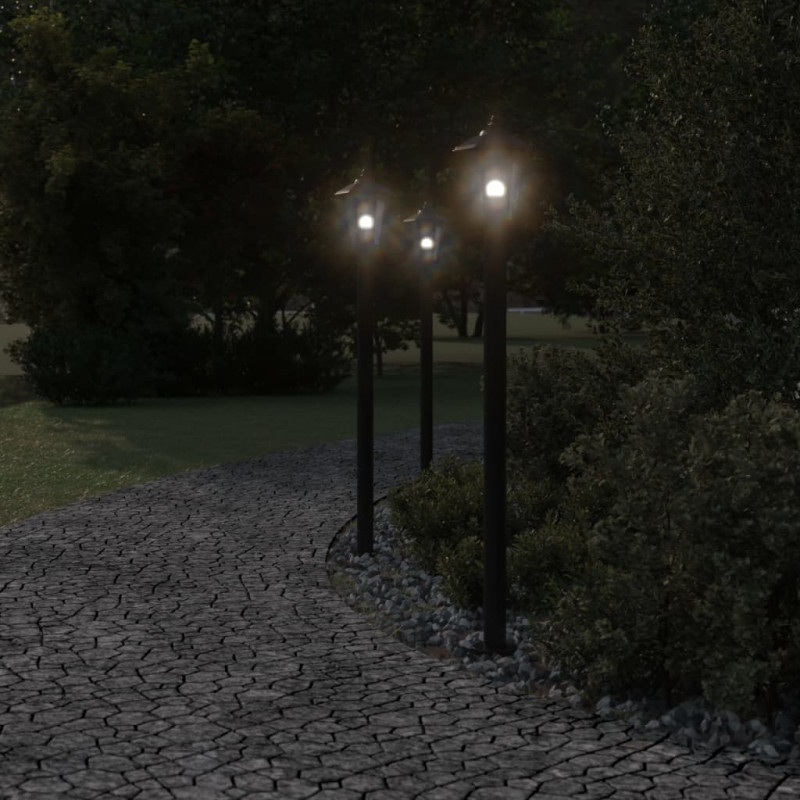 Lampa ogrodowa na słupku, czarna, 120 cm, stal nierdzewna