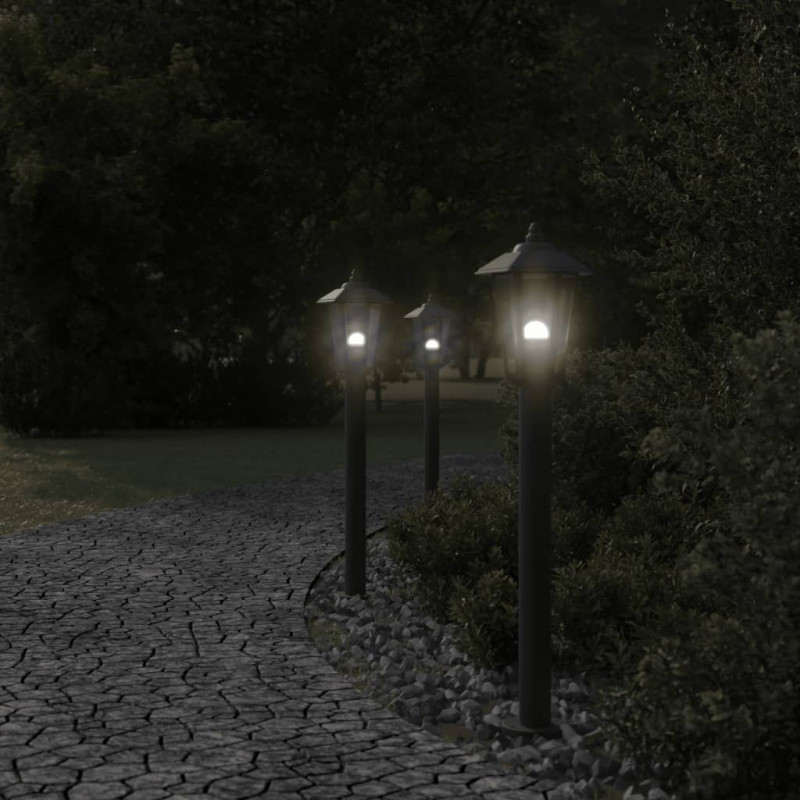 Lampa ogrodowa na słupku, czarna, 80 cm, stal nierdzewna