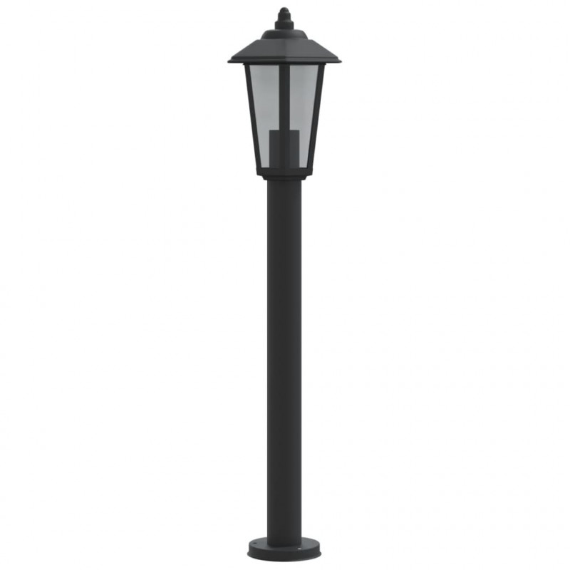 Lampa ogrodowa na słupku, czarna, 80 cm, stal nierdzewna