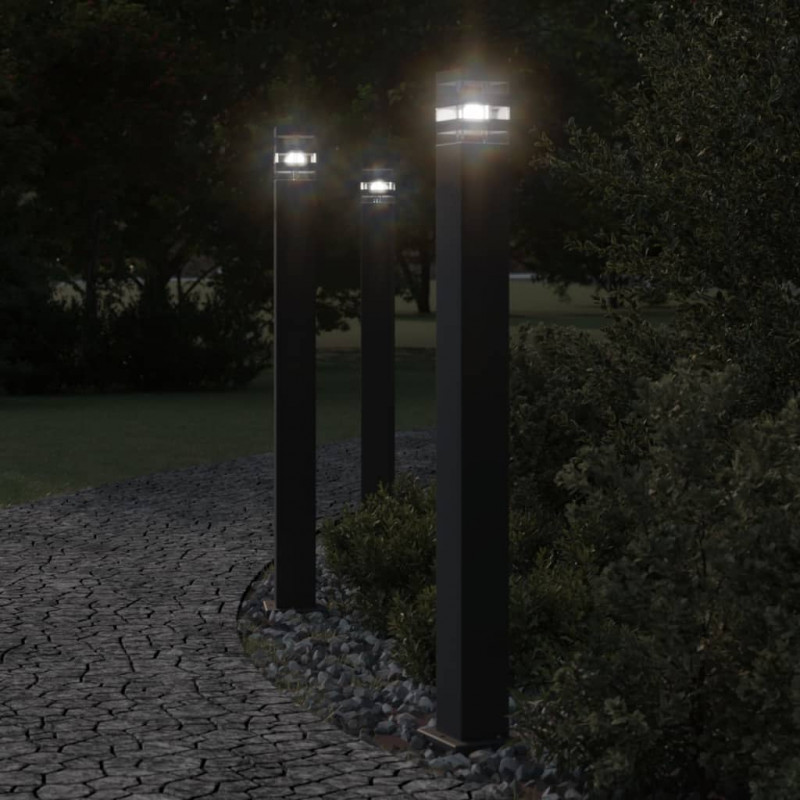 Zewnętrzna lampa stojąca z czujnikiem, czarna, 110 cm